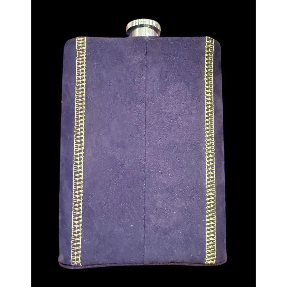 Crown Royal Cap 8 oz. 18/8 Stainless Steel Whiskey Flask W/ Purple Suede Cover
